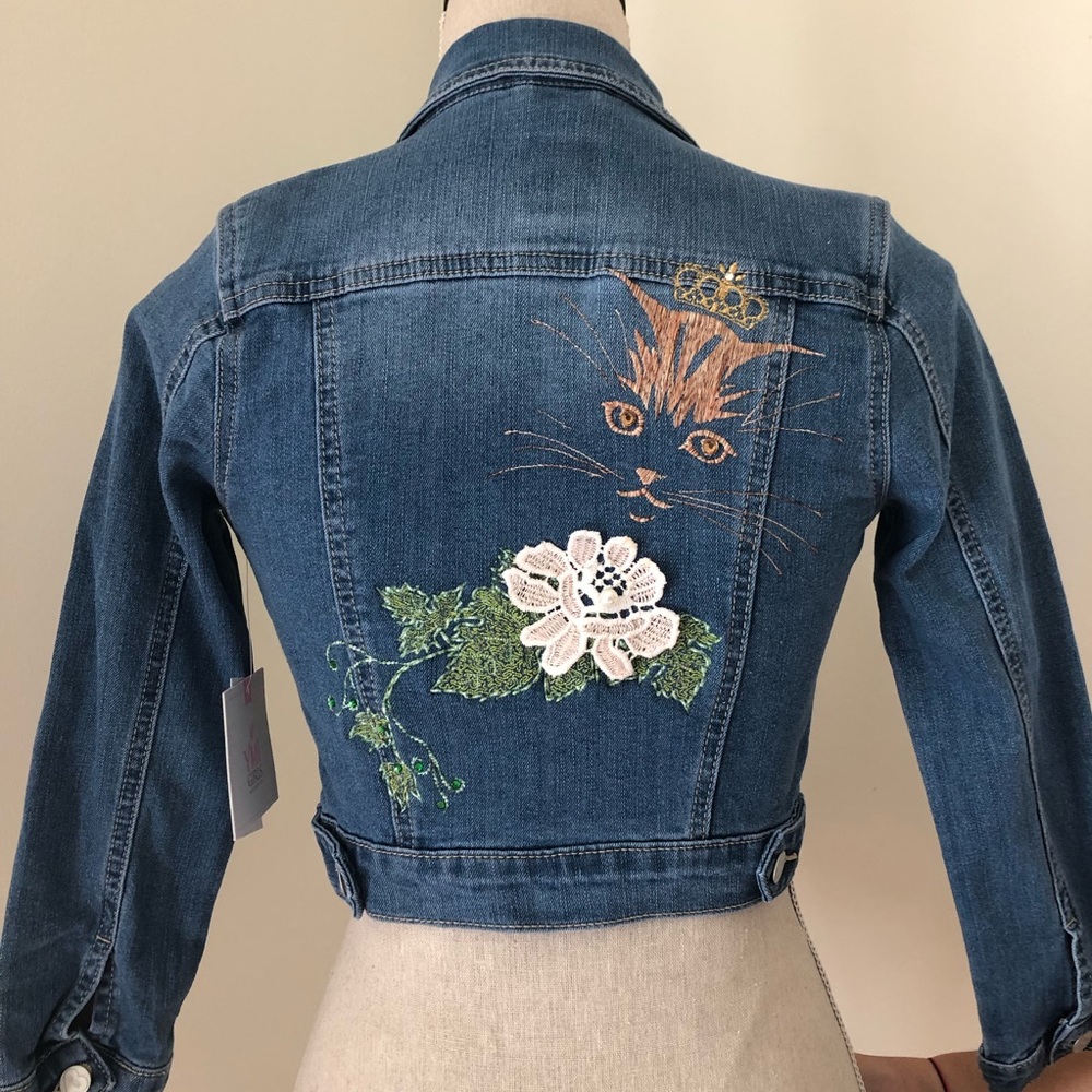Girls Denim Embroidered Jacket